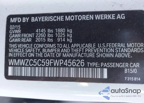 2015 Mini Countryman Cooper S from USA, damaged, VIN WMWZC5C59FWP45626